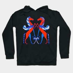 Red and Blue winged Horses Hoodie